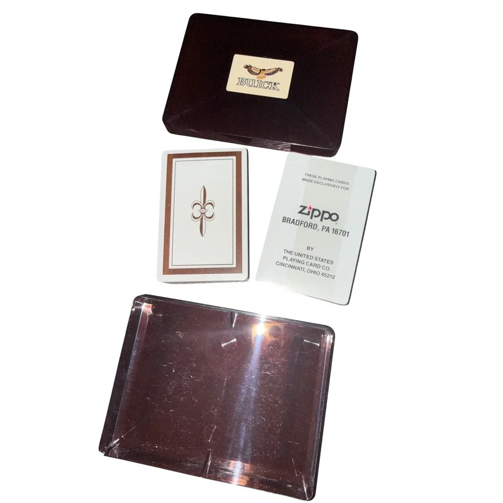 Vintage Zippo Playing Cards Twin Deck Set Brown Case Made in the USA - Picture 3 of 3